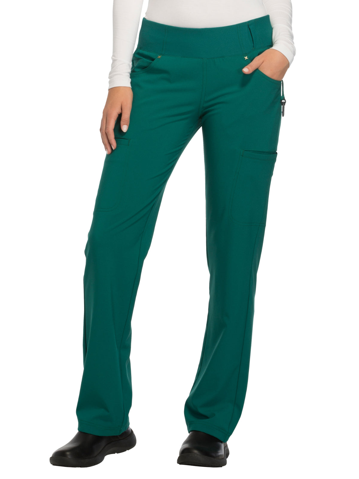 Women's 4-Pocket Mid Rise Scrub Pant - CK002 - Hunter Green