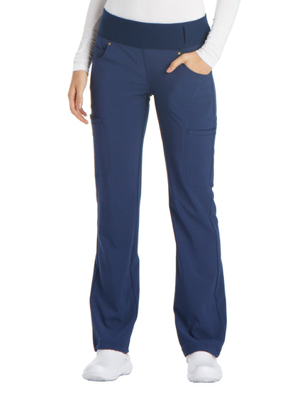 Women's 4-Pocket Mid Rise Scrub Pant - CK002 - Navy