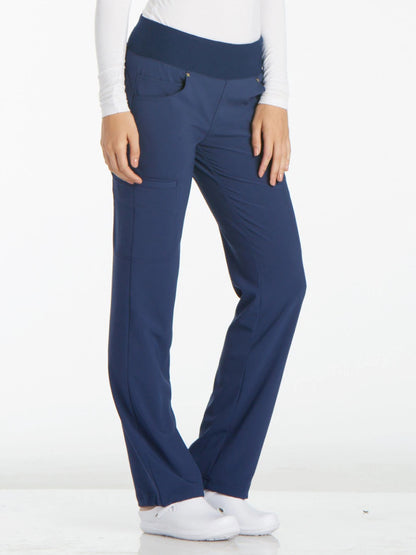 Women's 4-Pocket Mid Rise Scrub Pant - CK002 - Navy