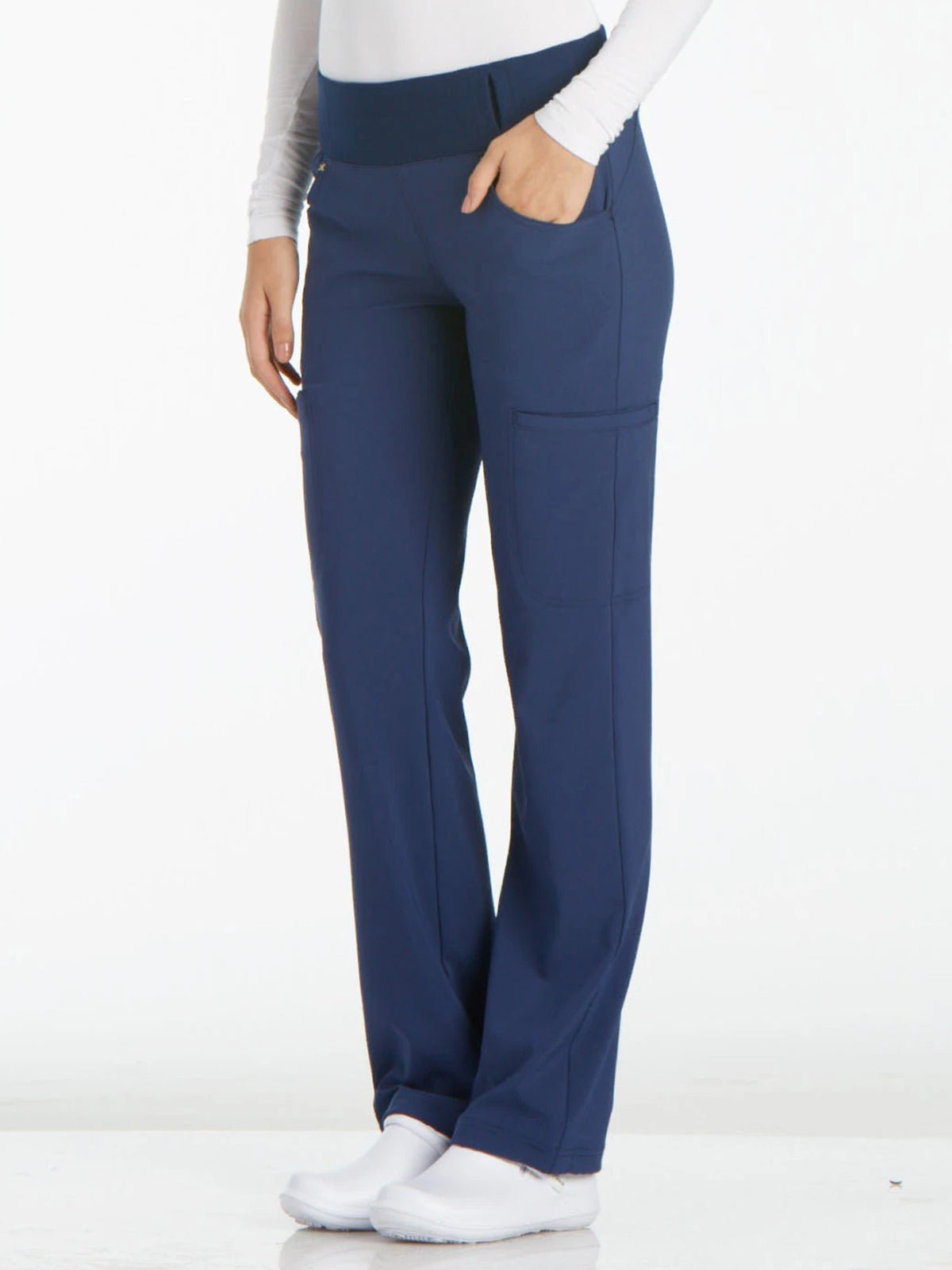 Women's 4-Pocket Mid Rise Scrub Pant - CK002 - Navy