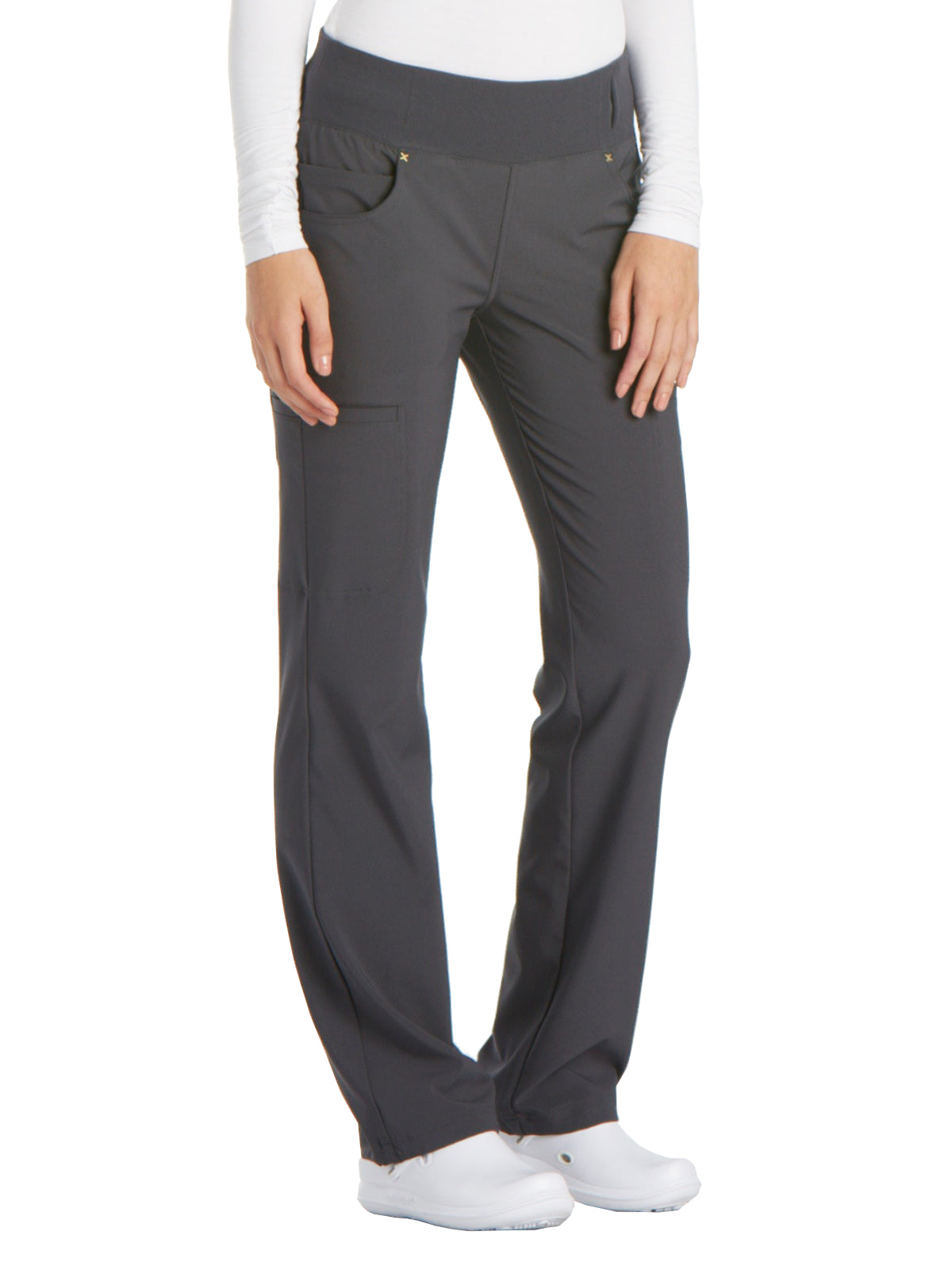 Women's 4-Pocket Mid Rise Scrub Pant - CK002 - Pewter