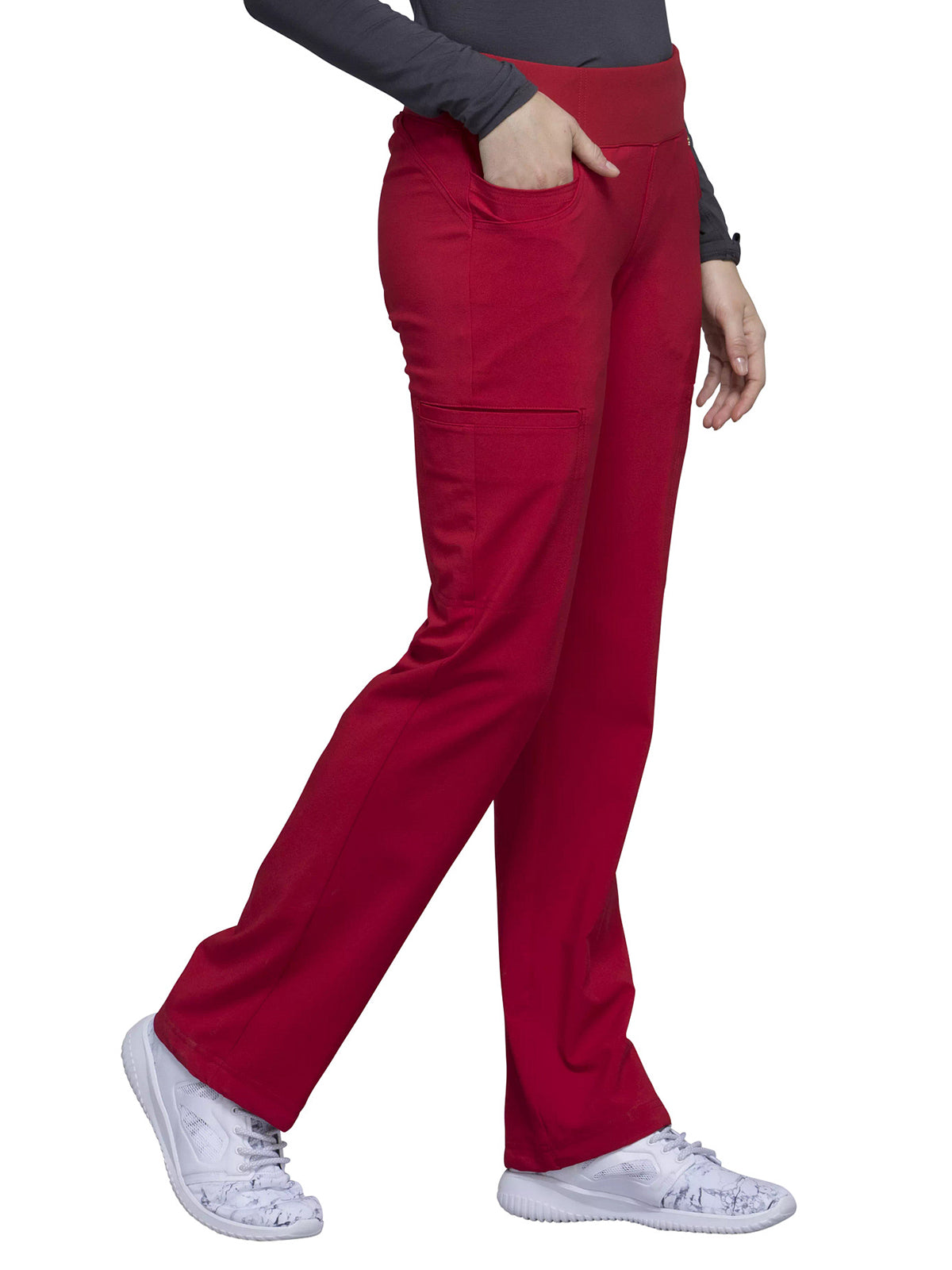 Women's 4-Pocket Mid Rise Scrub Pant - CK002 - Red