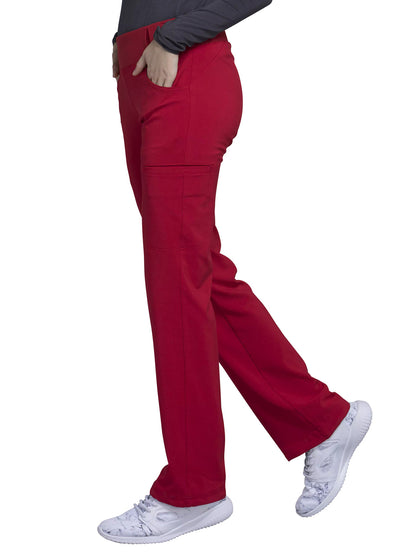 Women's 4-Pocket Mid Rise Scrub Pant - CK002 - Red