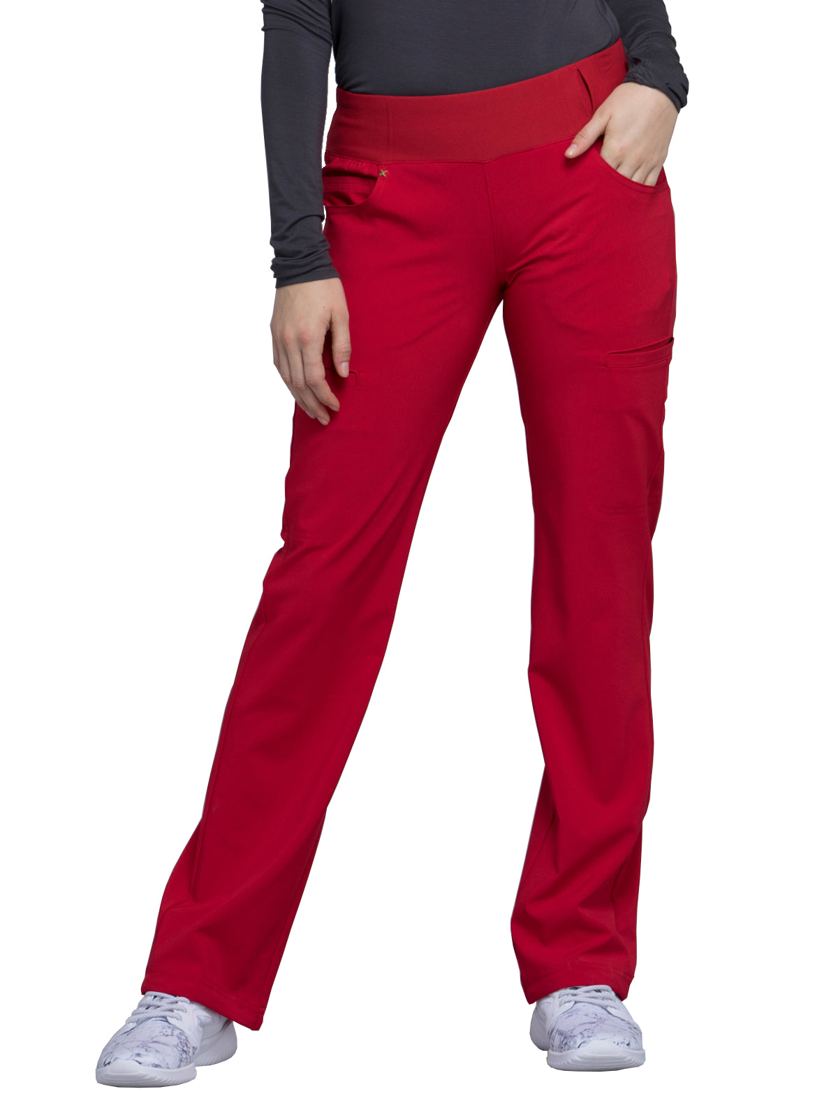 Women's 4-Pocket Mid Rise Pant - CK002 - Red