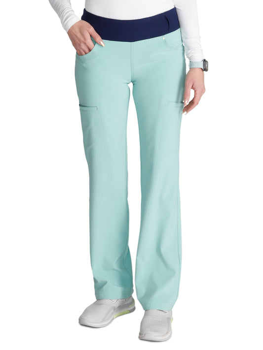 Women's 4-Pocket Mid Rise Scrub Pant - CK002 - Soft Sea