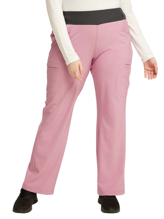 Women's 4-Pocket Mid Rise Scrub Pant - CK002 - Spring Iris