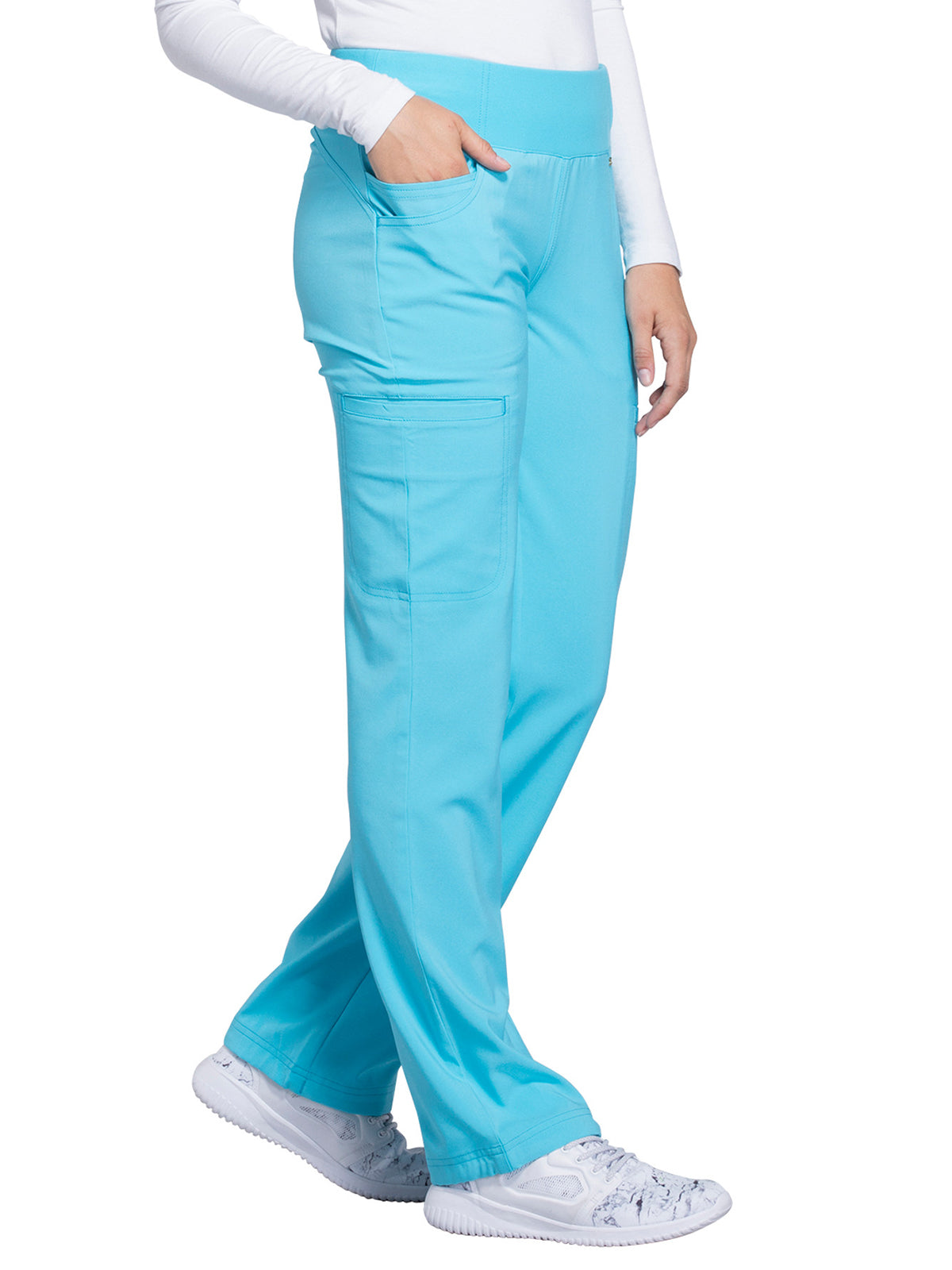 Women's 4-Pocket Mid Rise Scrub Pant - CK002 - Turquoise