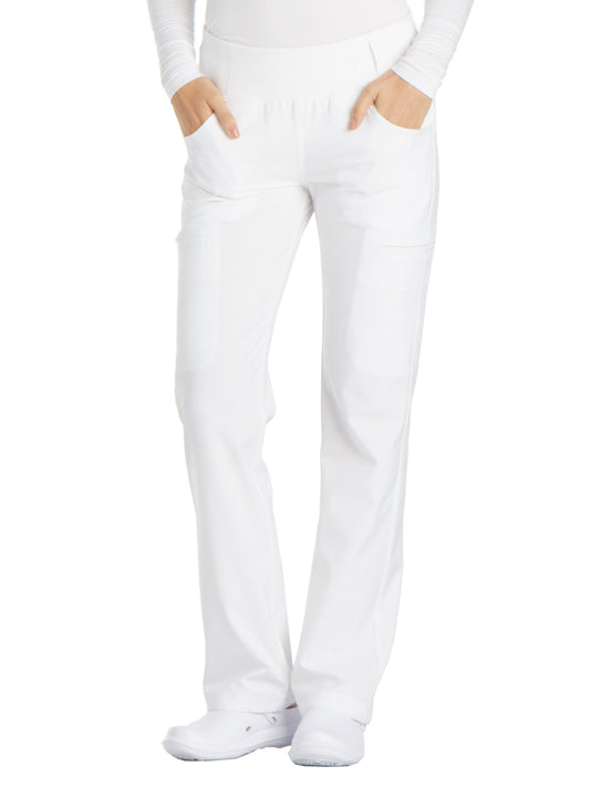 Women's 4-Pocket Mid Rise Scrub Pant - CK002 - White