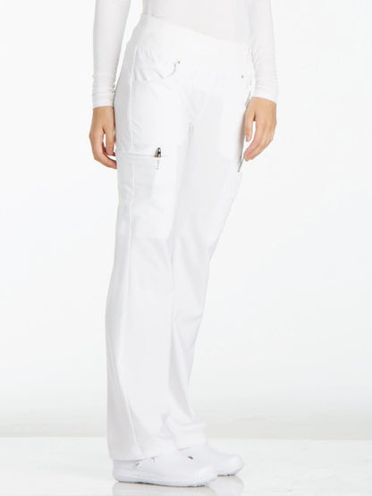 Women's 4-Pocket Mid Rise Scrub Pant - CK002 - White