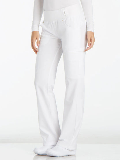 Women's 4-Pocket Mid Rise Scrub Pant - CK002 - White