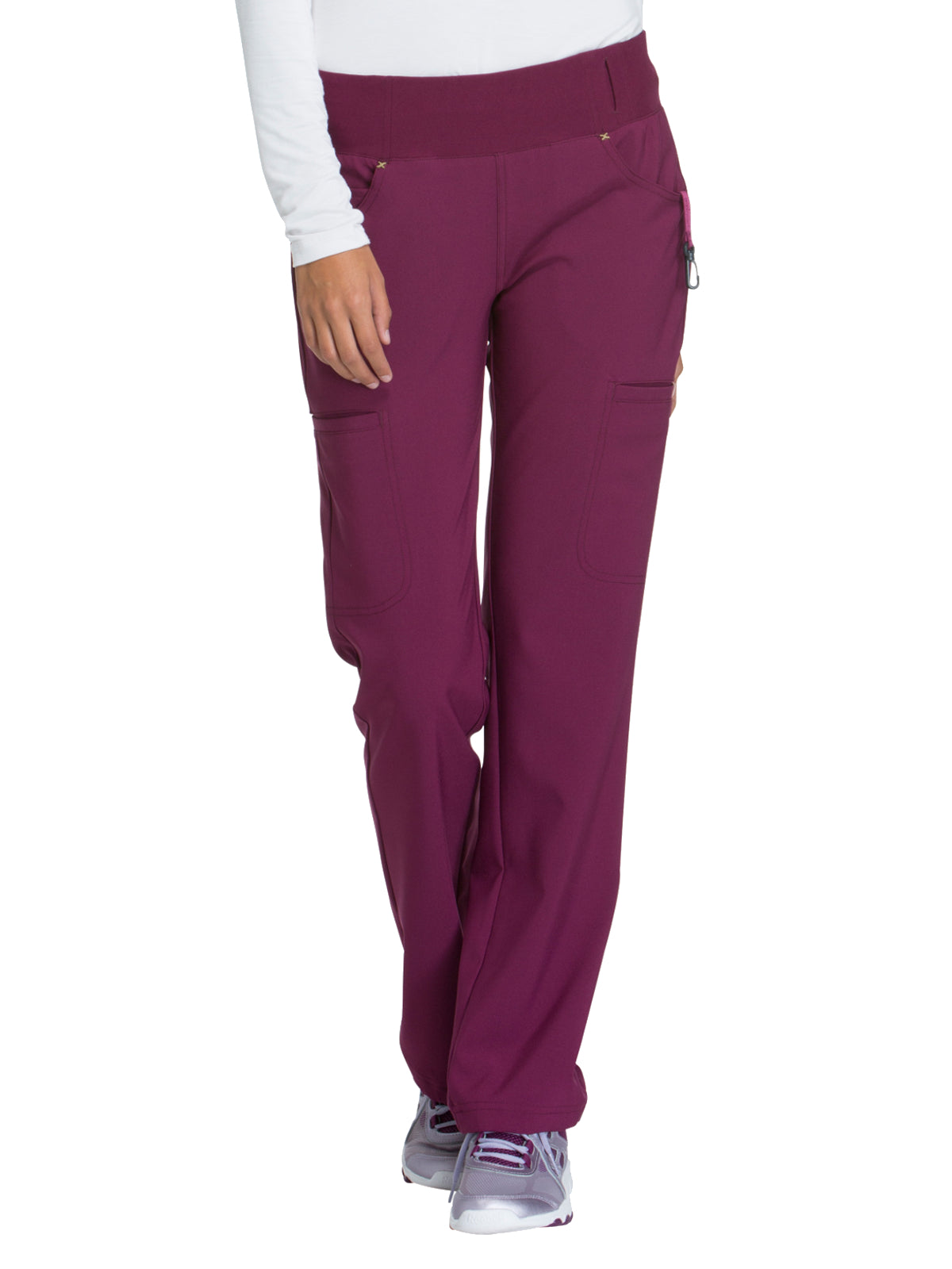 Women's 4-Pocket Mid Rise Scrub Pant - CK002 - Wine