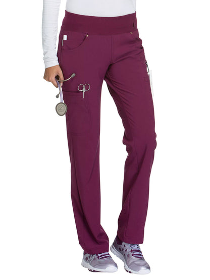 Women's 4-Pocket Mid Rise Scrub Pant - CK002 - Wine