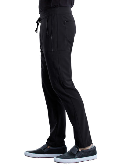 Men's 7 Pocket Tapered Leg Drawstring Cargo Pant - CK006 - Black