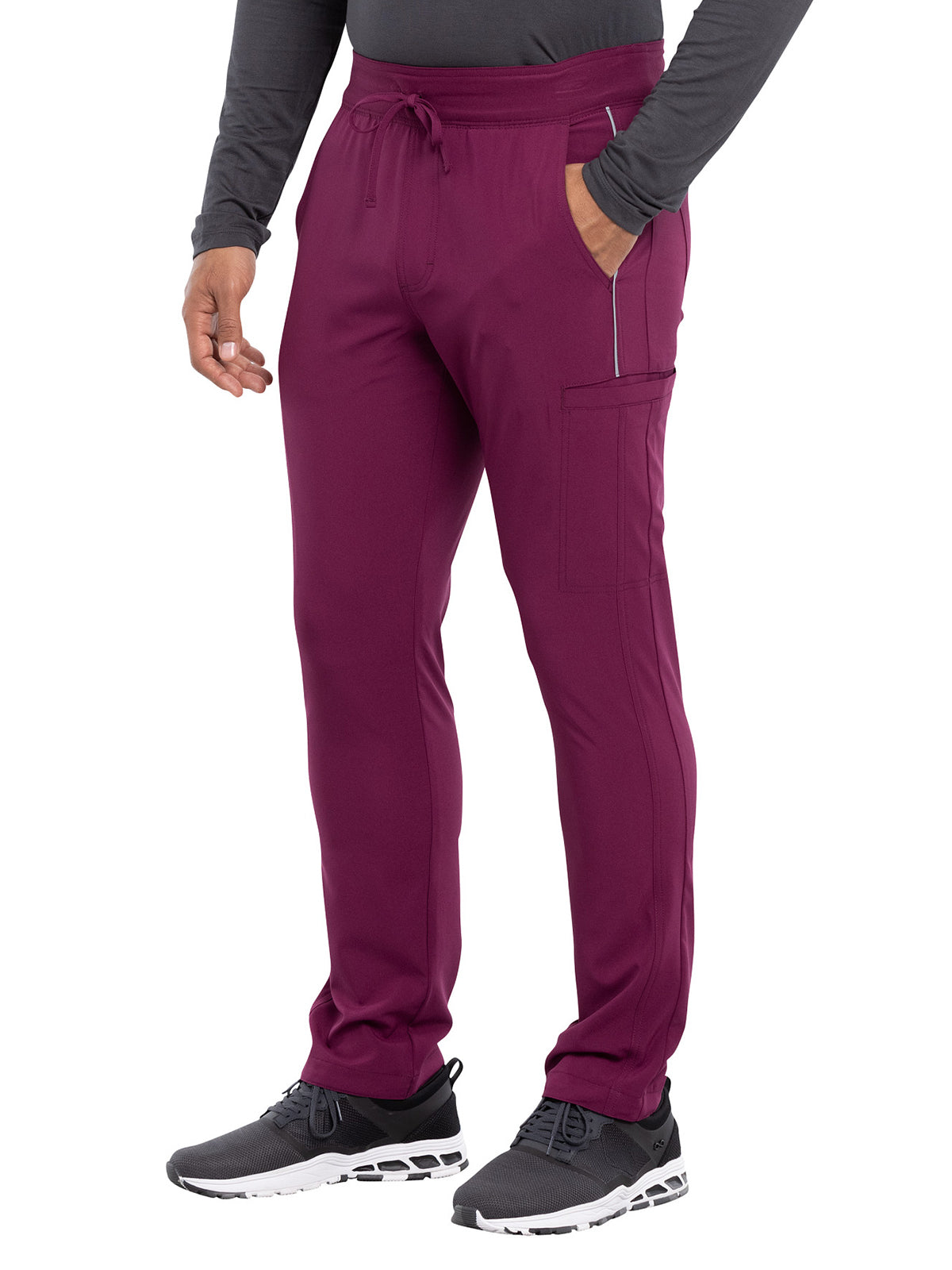 Men's 7 Pocket Tapered Leg Drawstring Cargo Pant - CK006 - Wine