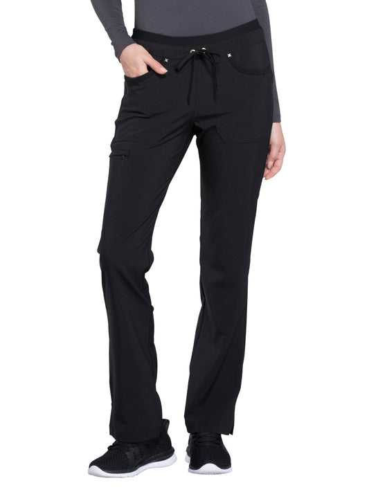 Women's Mid Rise Tapered Leg Drawstring Pant - CK010 - Black