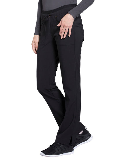 Women's Mid Rise Tapered Leg Drawstring Pant - CK010 - Black