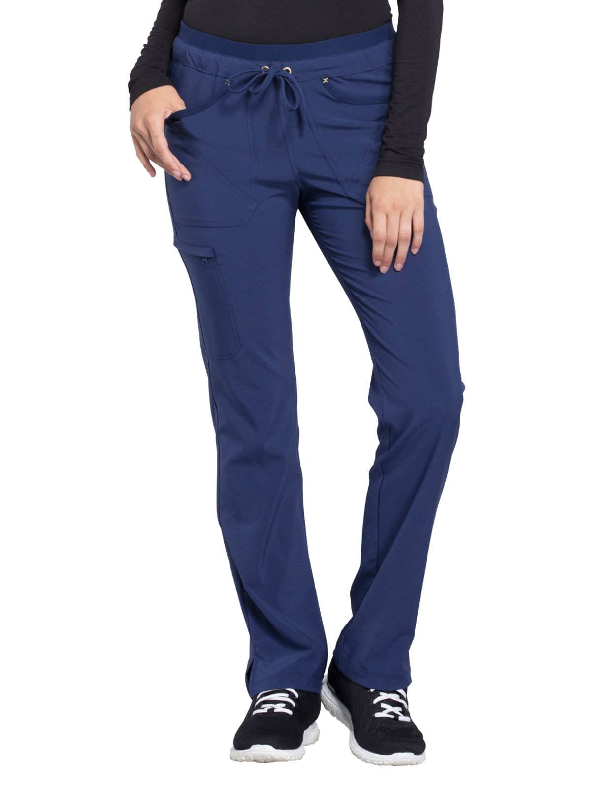 Women's Mid Rise Tapered Leg Drawstring Pant - CK010 - Navy