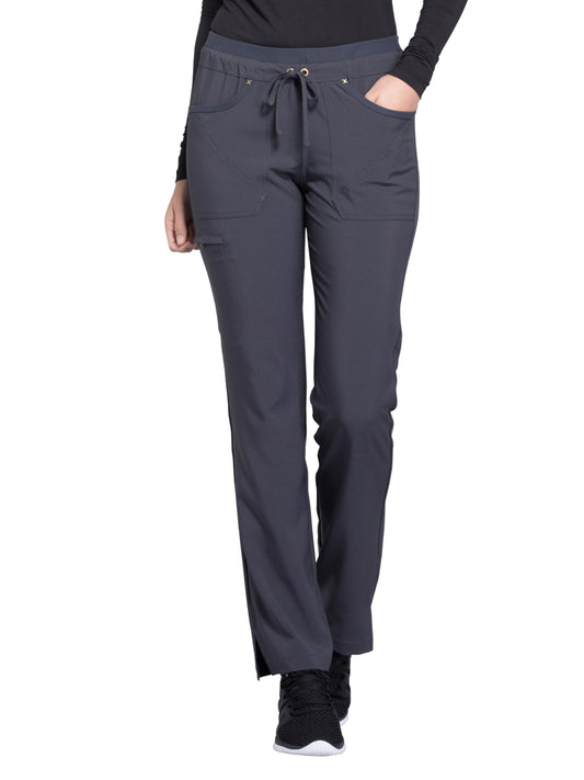 Women's Mid Rise Tapered Leg Drawstring Pant - CK010 - Pewter