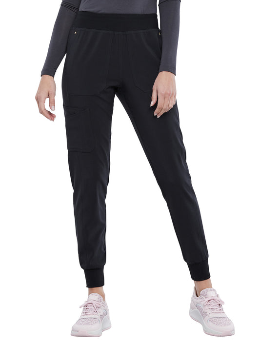 Women's 7-Pocket Mid Rise Jogger Pant - CK011 - Black