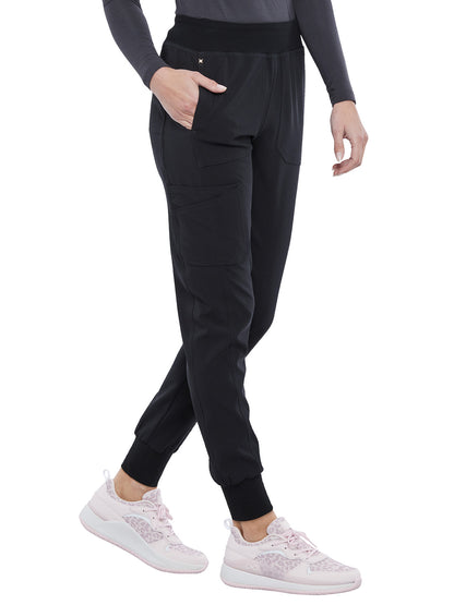 Women's 7-Pocket Mid Rise Jogger Pant - CK011 - Black