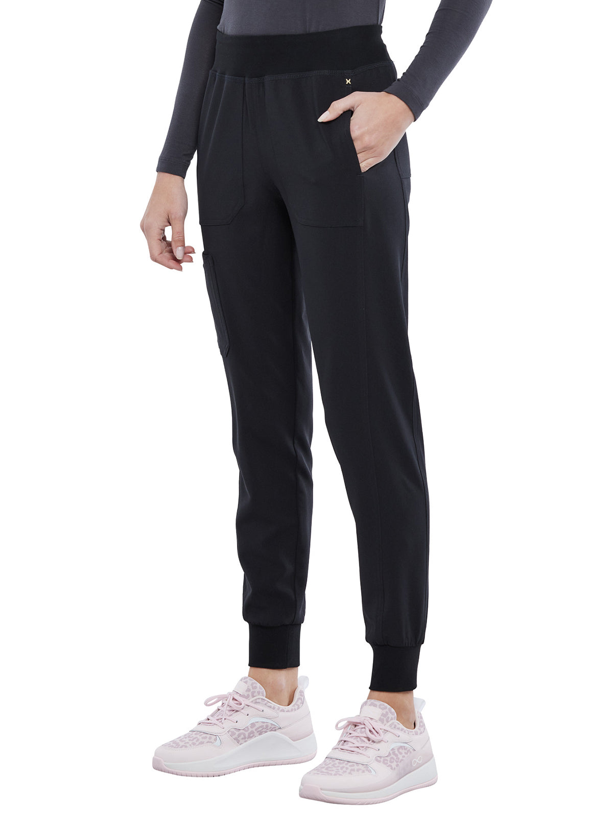 Women's 7-Pocket Mid Rise Jogger Pant - CK011 - Black