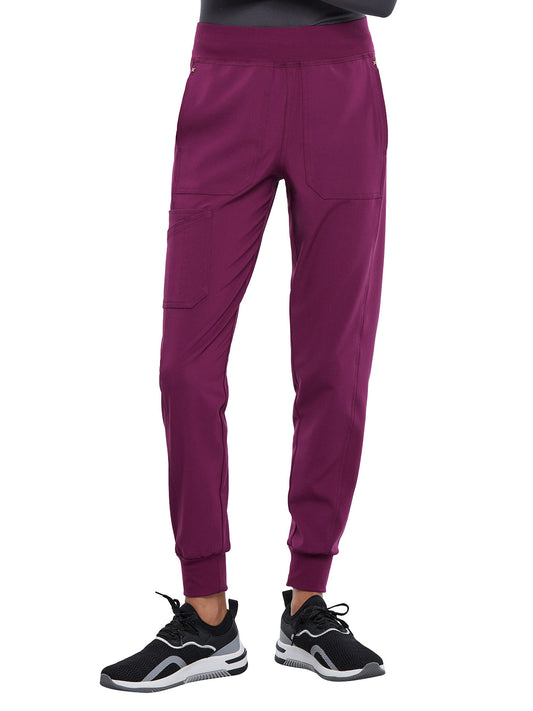 Women's 7-Pocket Mid Rise Jogger Pant - CK011 - Wine