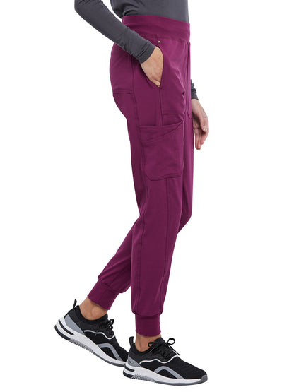 Women's 7-Pocket Mid Rise Jogger Pant - CK011 - Wine