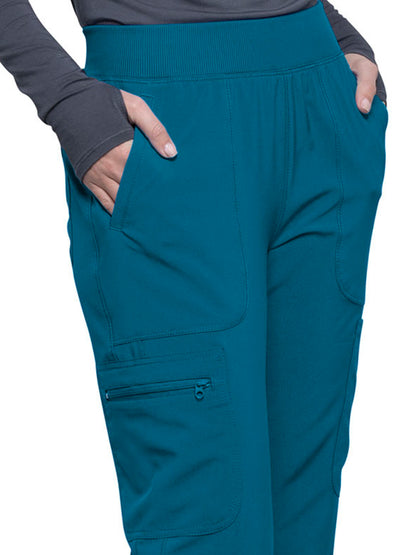 Women's Mid Rise Tapered Leg Scrub Pant - CK065A - Caribbean Blue