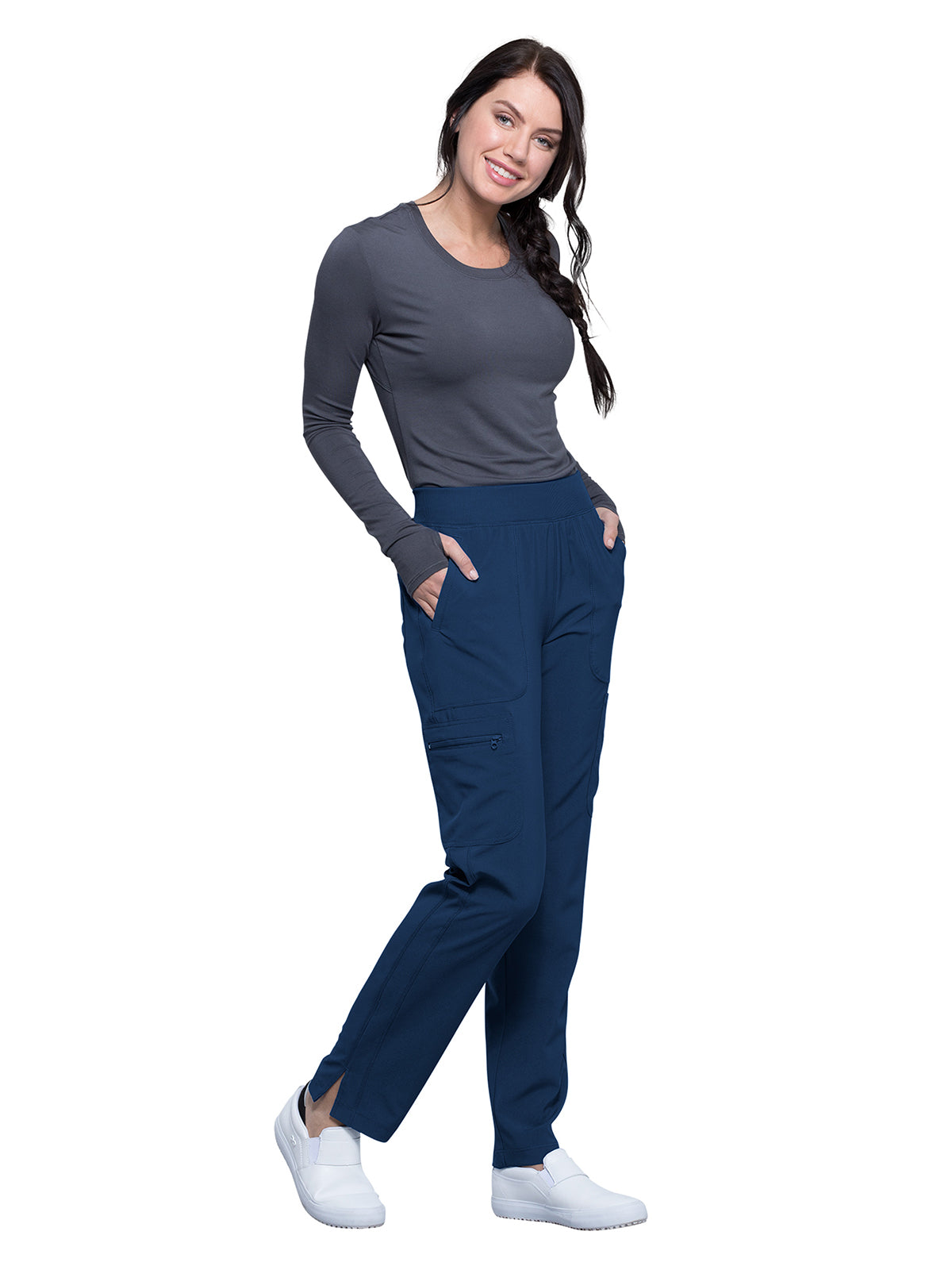 Women's Mid Rise Tapered Leg Scrub Pant - CK065A - Navy