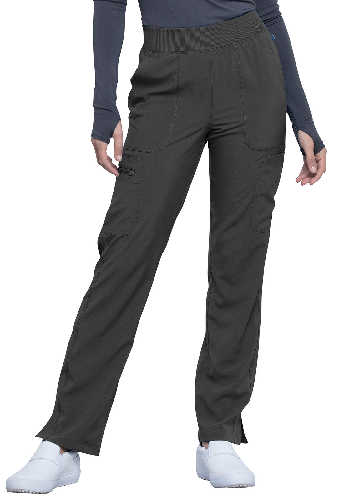 Women's 6- Pocket Mid Rise Tapered Leg Pant - CK065A - Pewter