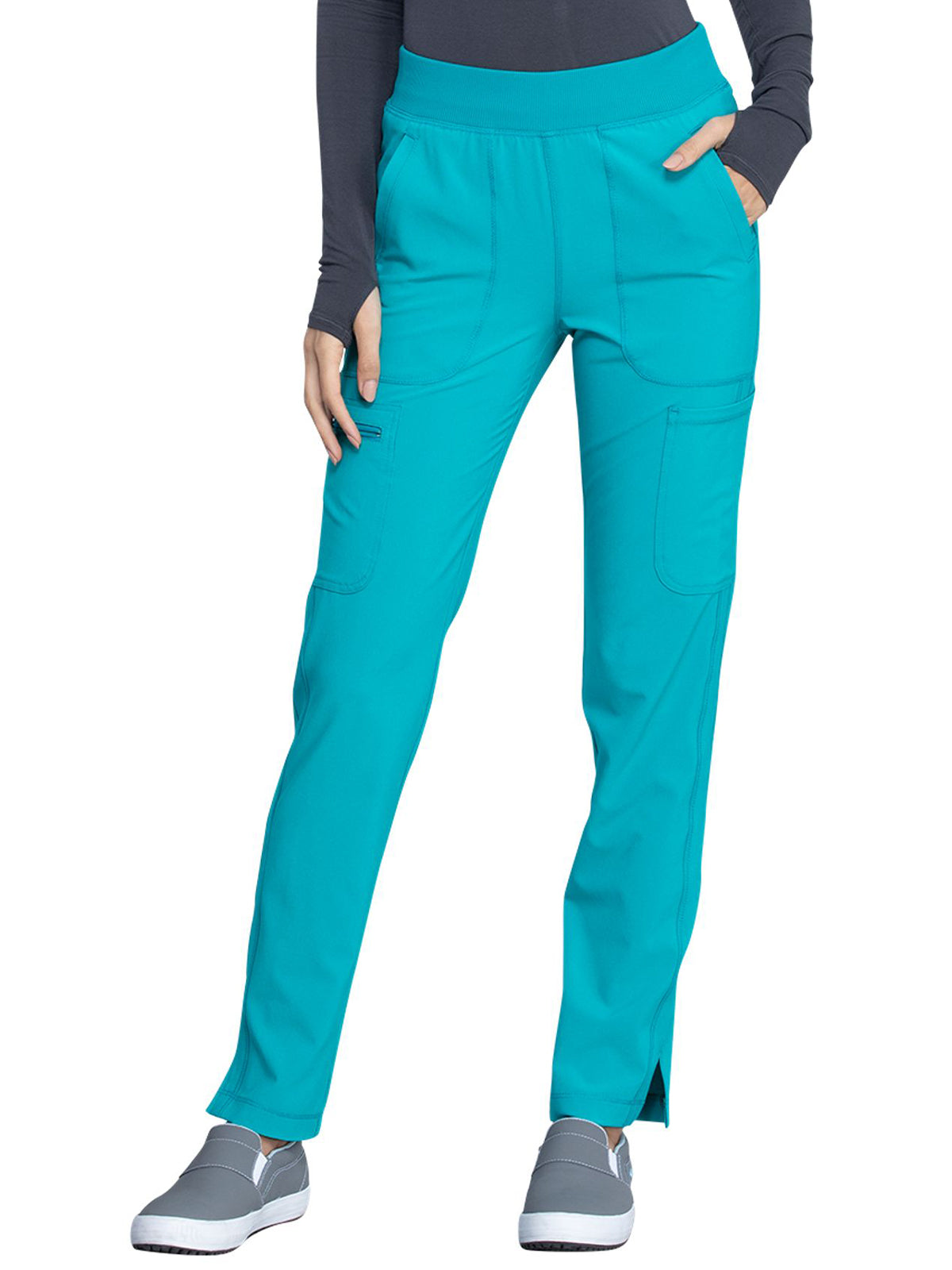 Women's Mid Rise Tapered Leg Scrub Pant - CK065A - Teal Blue