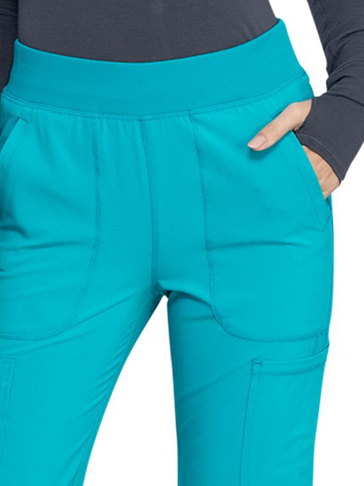 Women's Mid Rise Tapered Leg Scrub Pant - CK065A - Teal Blue