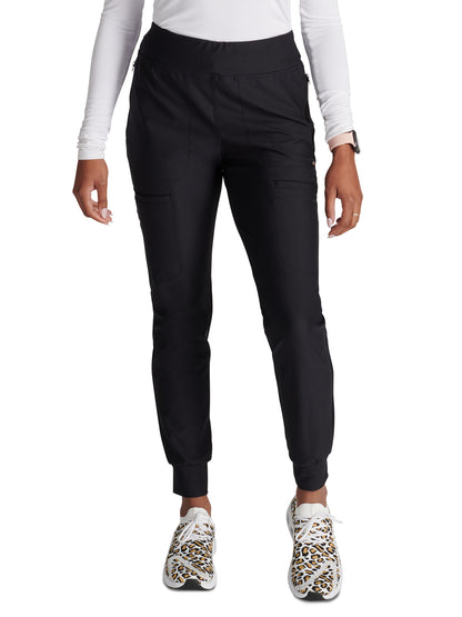 Women's 6-Pocket Tapered Leg Drawstring Pant - CK092 - Black