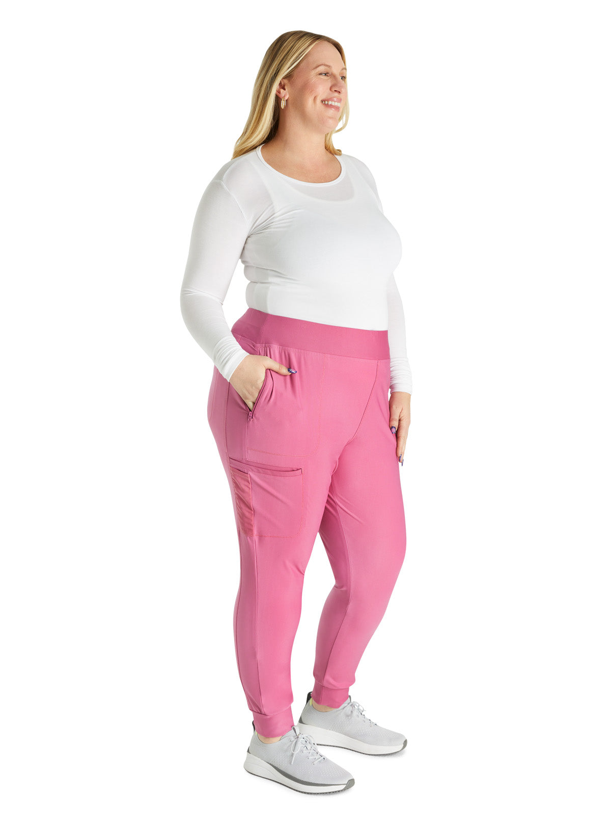 Women's Mid Rise Tapered Leg Drawstring Pant - CK092 - Blush Berry