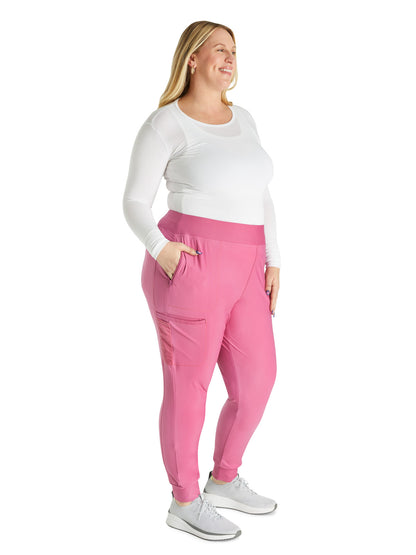 Women's Mid Rise Tapered Leg Drawstring Pant - CK092 - Blush Berry