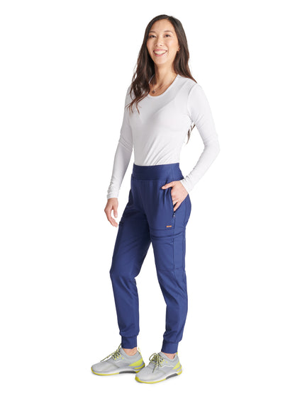 Women's Mid Rise Tapered Leg Drawstring Pant - CK092 - Navy