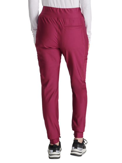 Women's Mid Rise Tapered Leg Drawstring Pant - CK092 - Wine