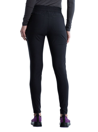 Women's 5 Pocket Tapered Leg Scrub Pant - CK095 - Black