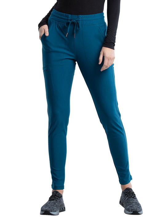 Women's 5 Pocket Tapered Leg Scrub Pant - CK095 - Caribbean Blue