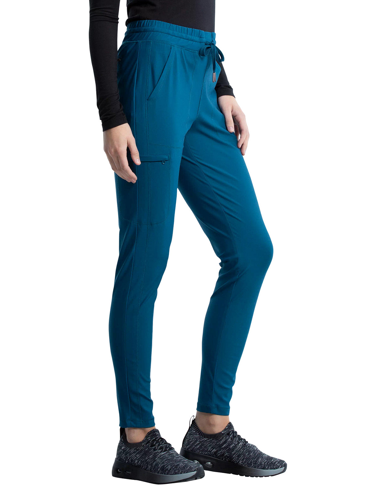 Women's 5 Pocket Tapered Leg Scrub Pant - CK095 - Caribbean Blue