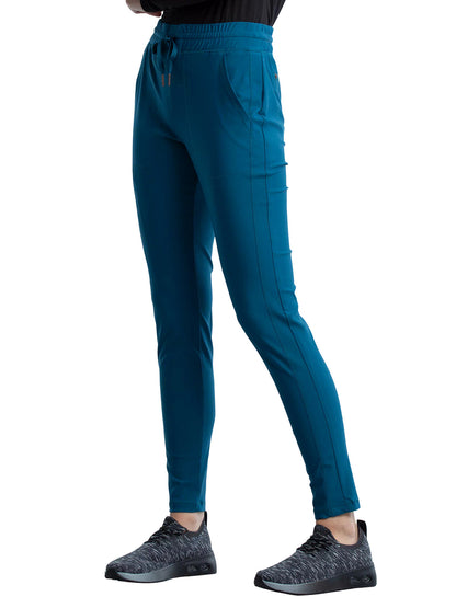 Women's 5 Pocket Tapered Leg Scrub Pant - CK095 - Caribbean Blue