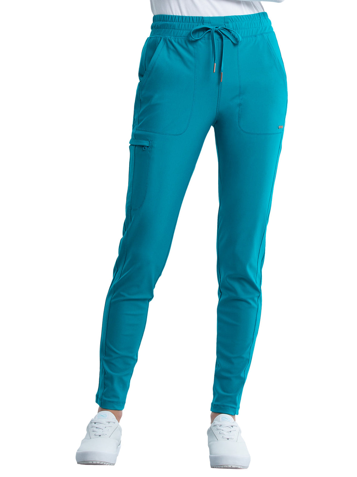 Women's 5 Pocket Tapered Leg Scrub Pant - CK095 - Teal Blue