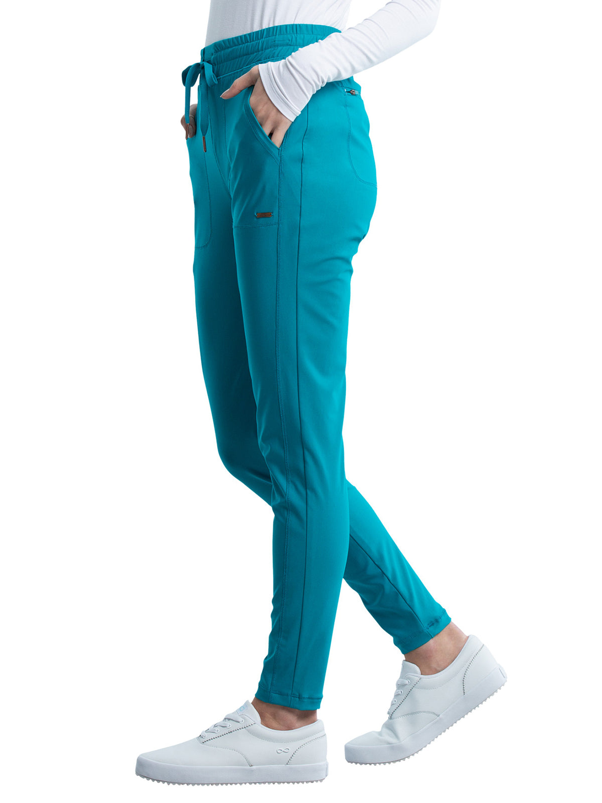 Women's 5 Pocket Tapered Leg Scrub Pant - CK095 - Teal Blue