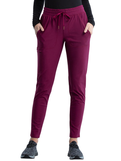 Women's 5 Pocket Tapered Leg Scrub Pant - CK095 - Wine