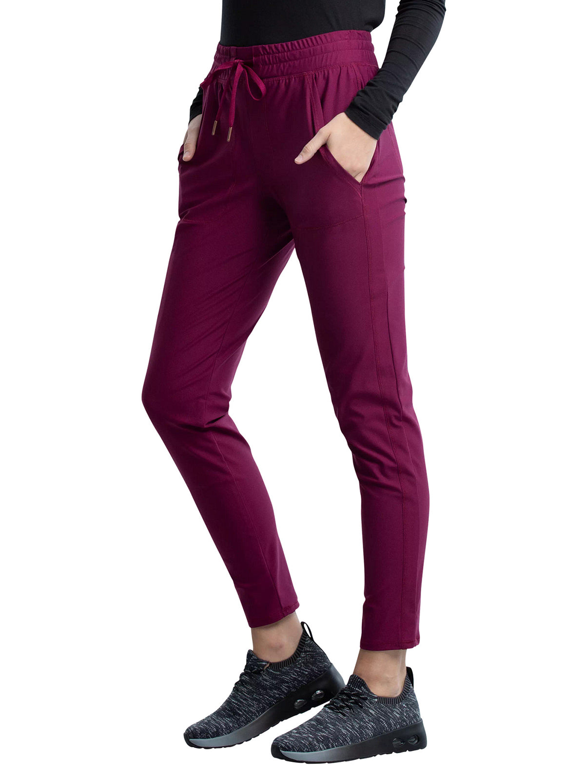 Women's 5 Pocket Tapered Leg Scrub Pant - CK095 - Wine