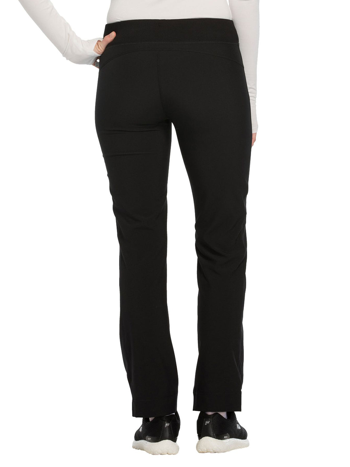 Women's 4-Pocket Mid Rise Tapered Leg Scrub Pant - CK100A - Black