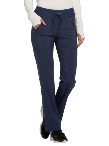 Women's 4-Pocket Mid Rise Tapered Leg Scrub Pant - CK100A - Navy