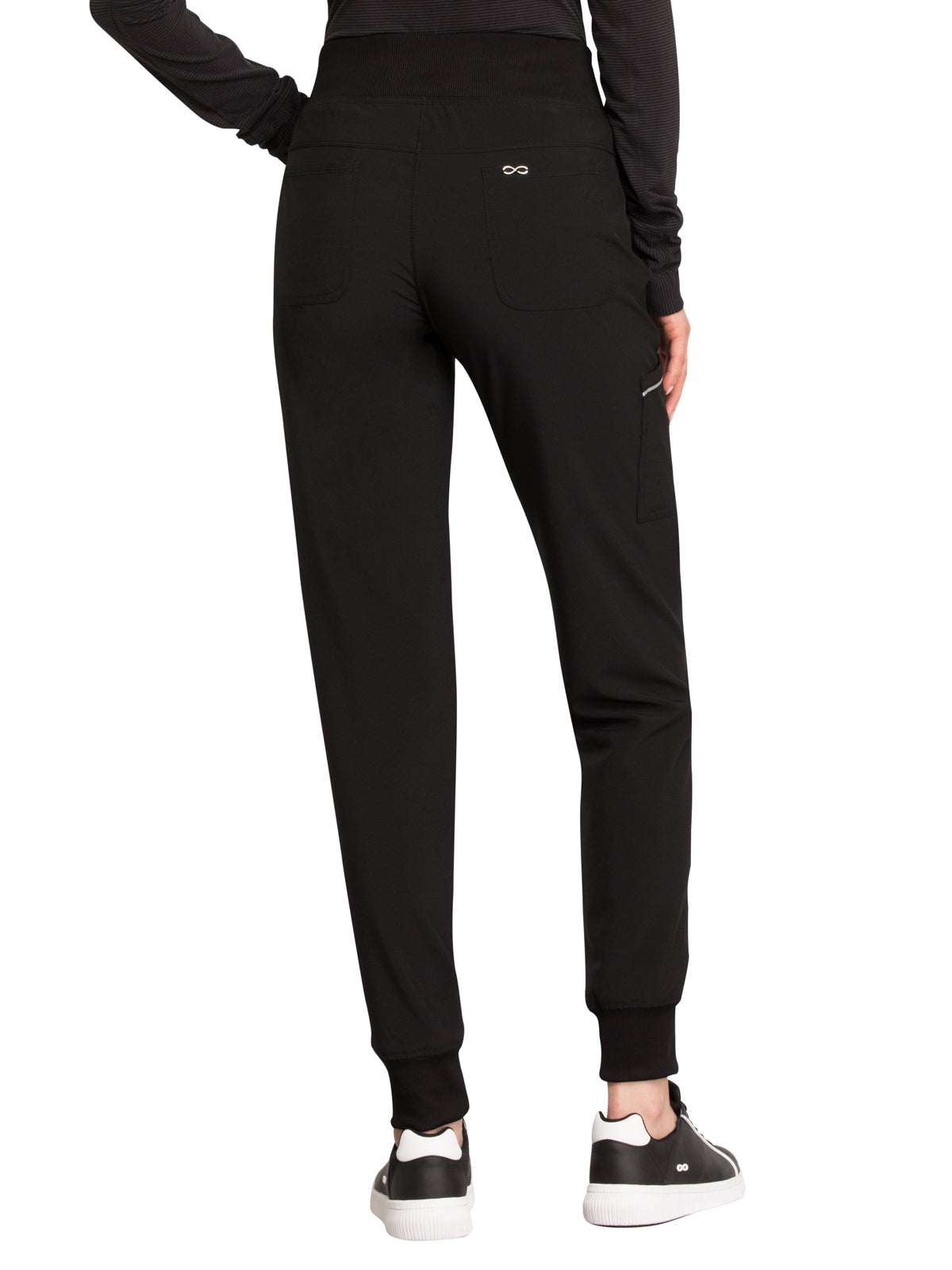 Women's Elastic Waistband Mid Rise Jogger Pant - CK110A - Black