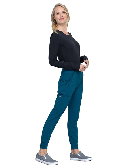 Women's Elastic Waistband Mid Rise Jogger Pant - CK110A - Caribbean Blue