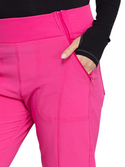 Women's Elastic Waistband Mid Rise Jogger Pant - CK110A - Carmine Pink